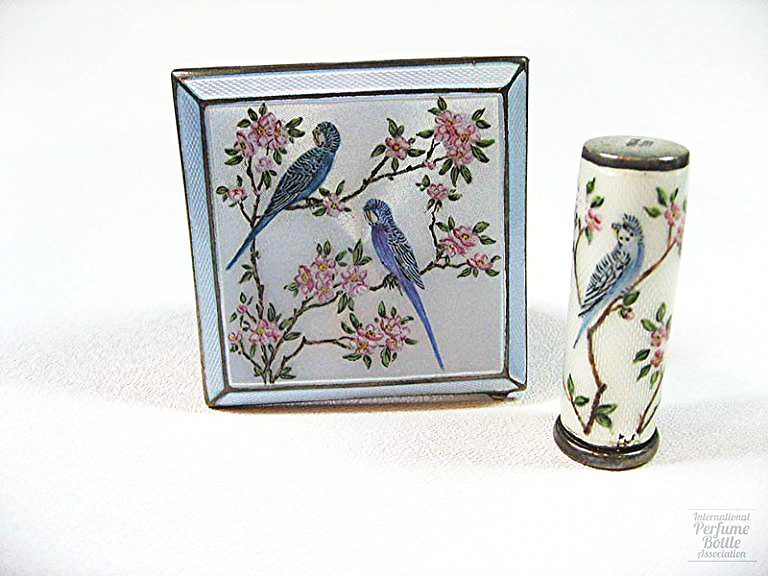 Enamel/Silver Vanity Set