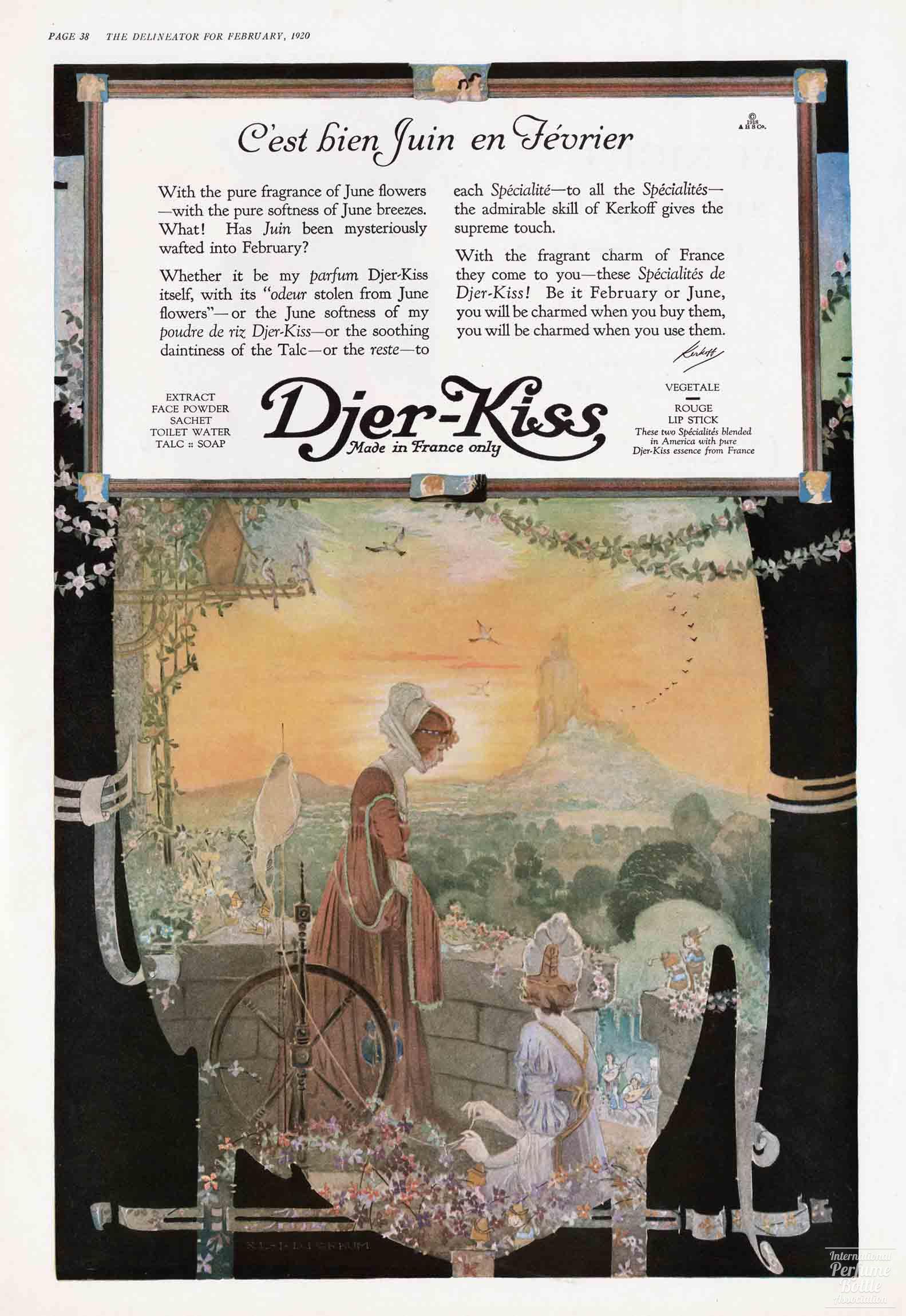 "Djer-Kiss" by Kerkoff Advertisement - 1920