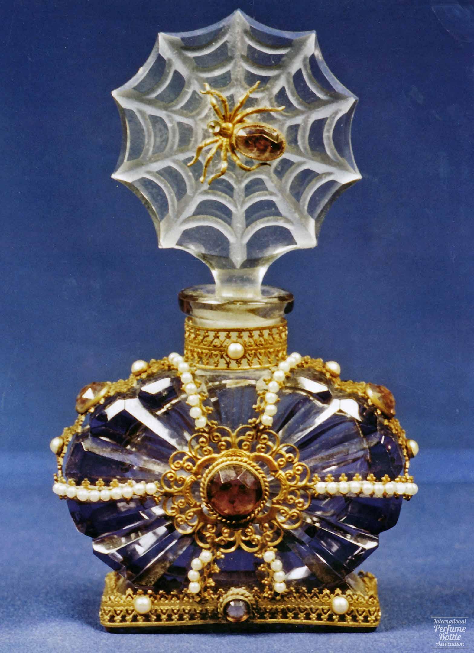 Violet and Clear Czech Spider Bottle