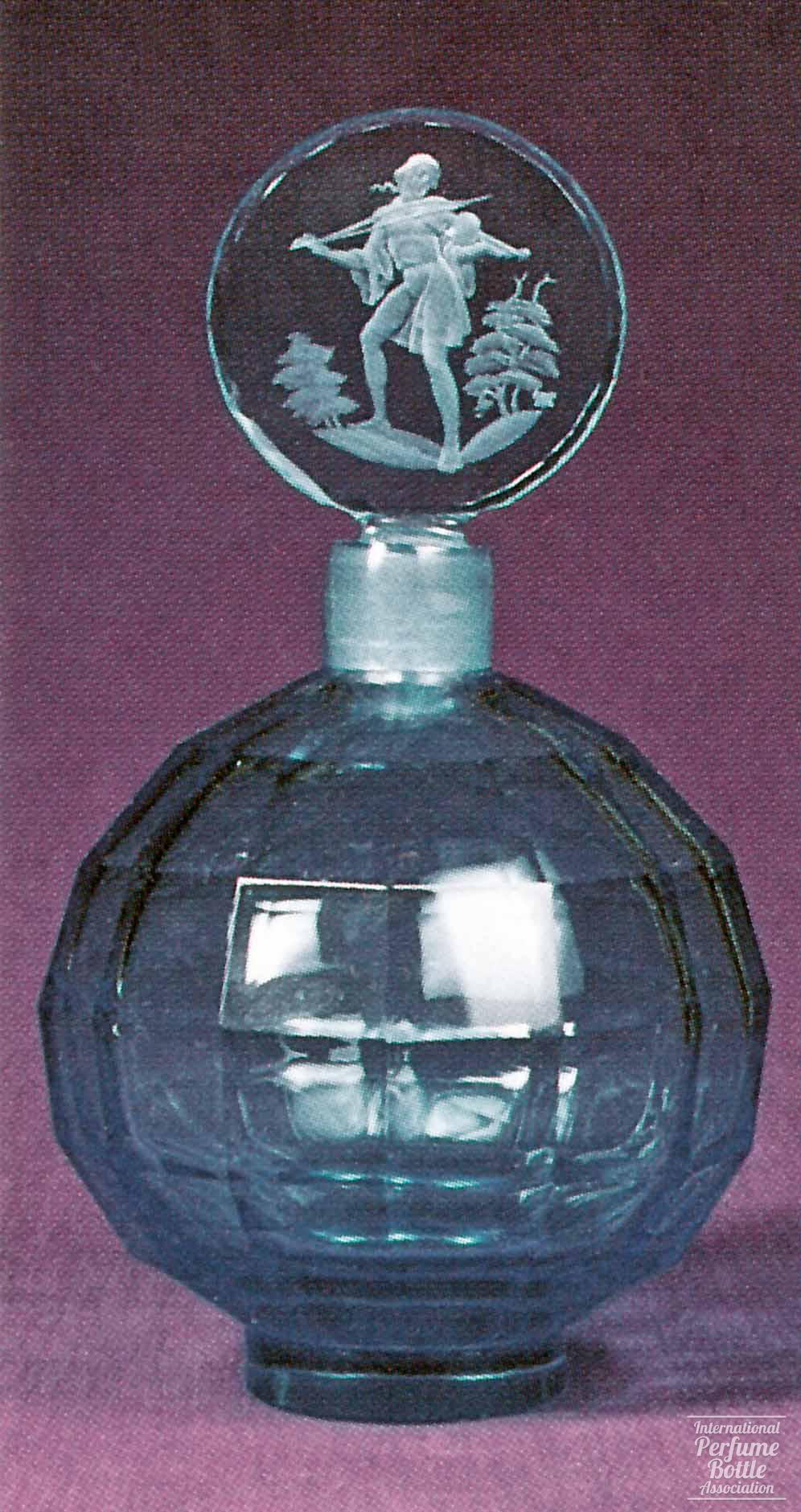 Blue Czech Bottle With Violinist Stopper by Hoffmann