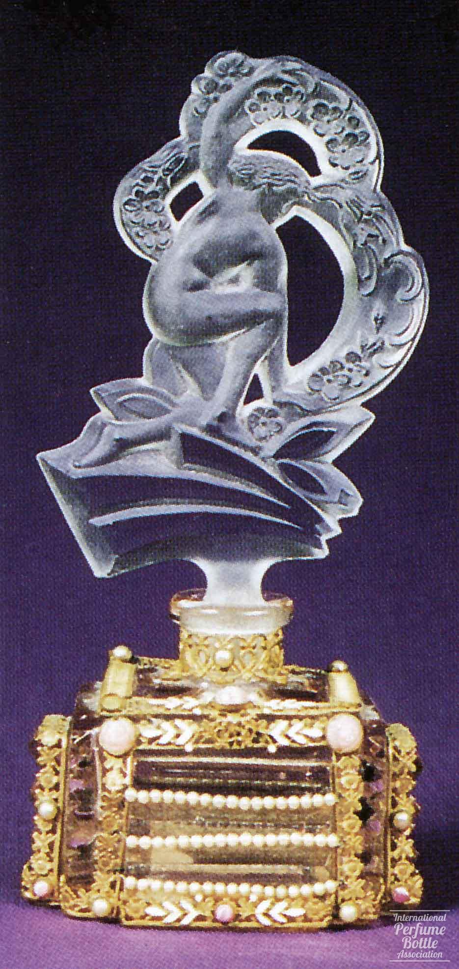 Czech Bottle with Nude Holding Garlands of Flowers