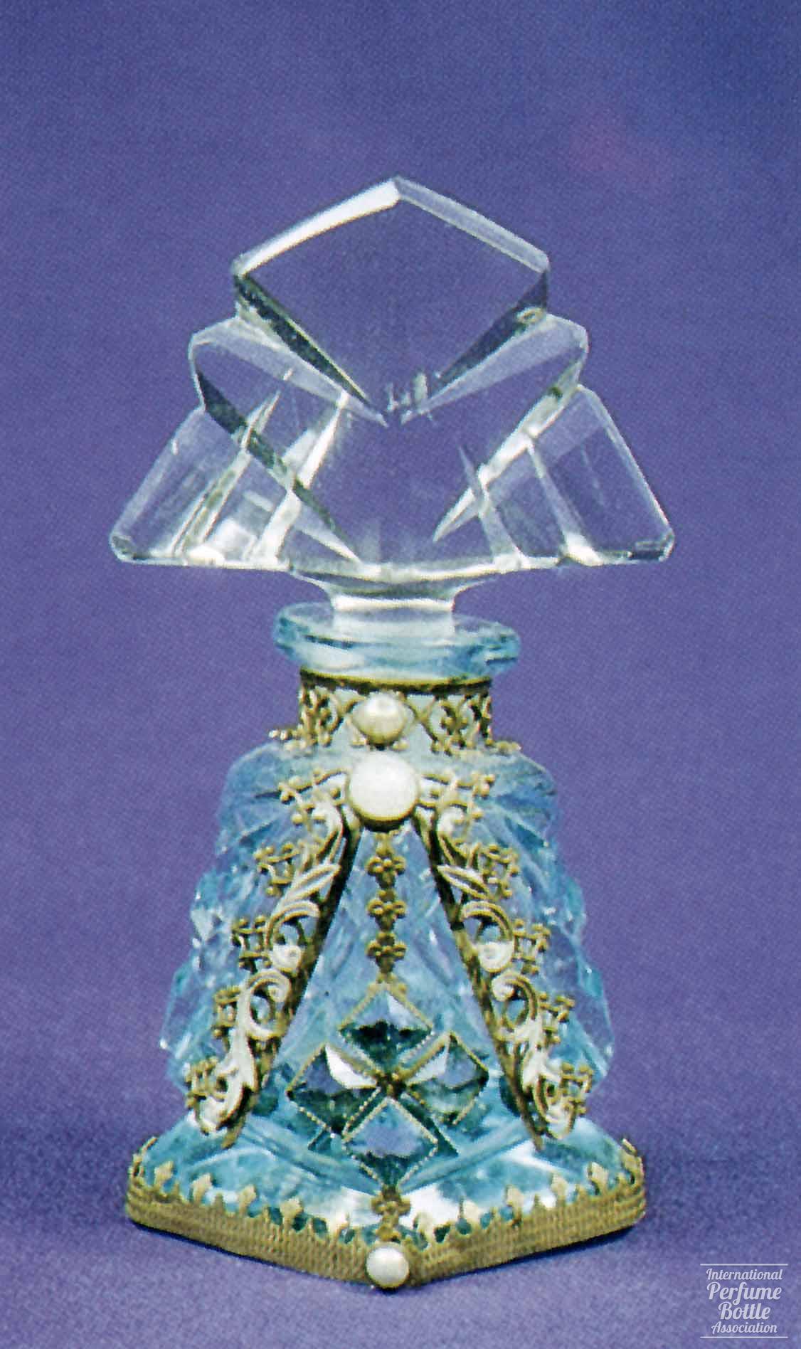 Jeweled Blue Bottle With Clear Stopper by Morlee