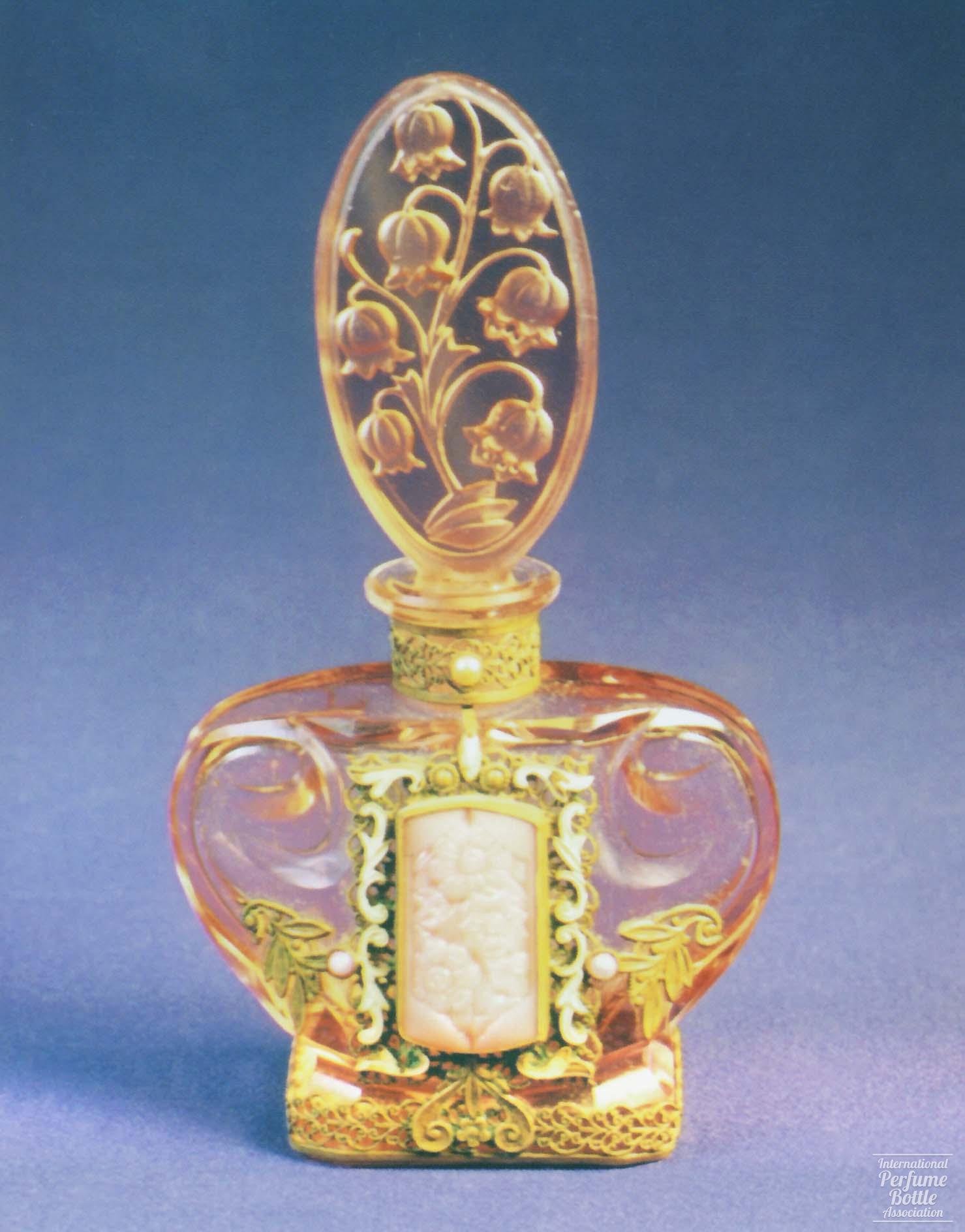 Pink Jeweled Czech With Lily of the Valley