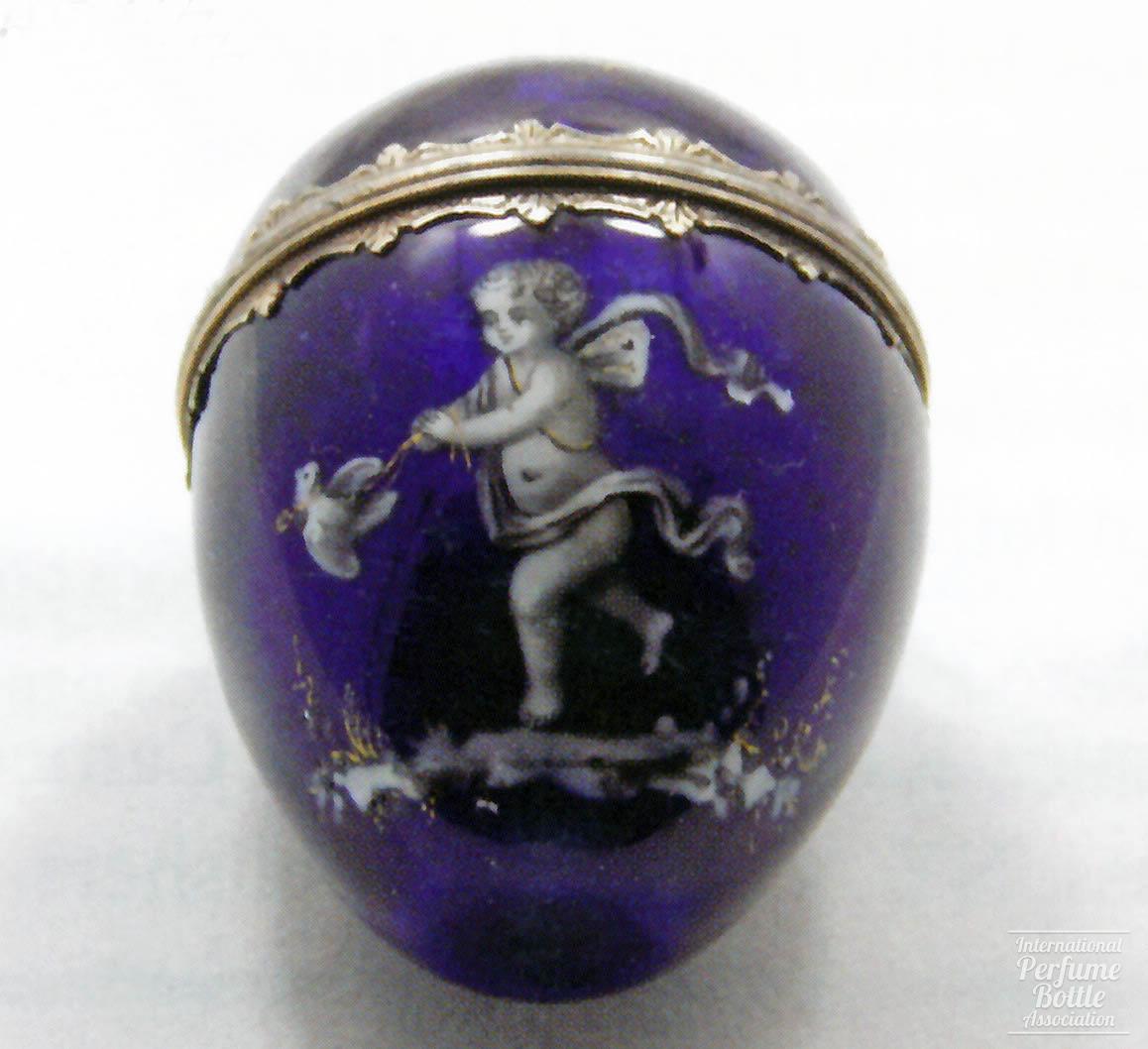 Blue Egg-Shaped Perfume With Cherub