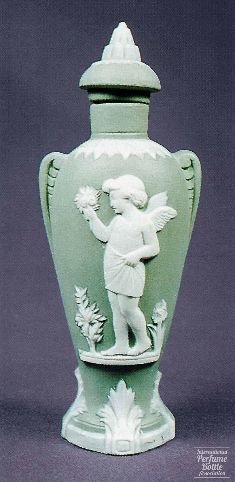 Green Jasperware Bottle With Cherub