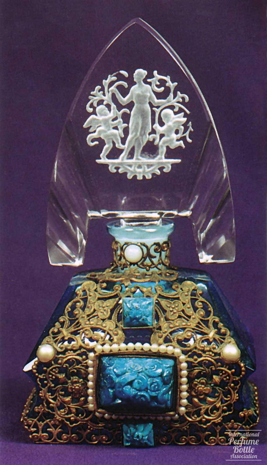 Blue and Clear Czech With Dancing Cherubs