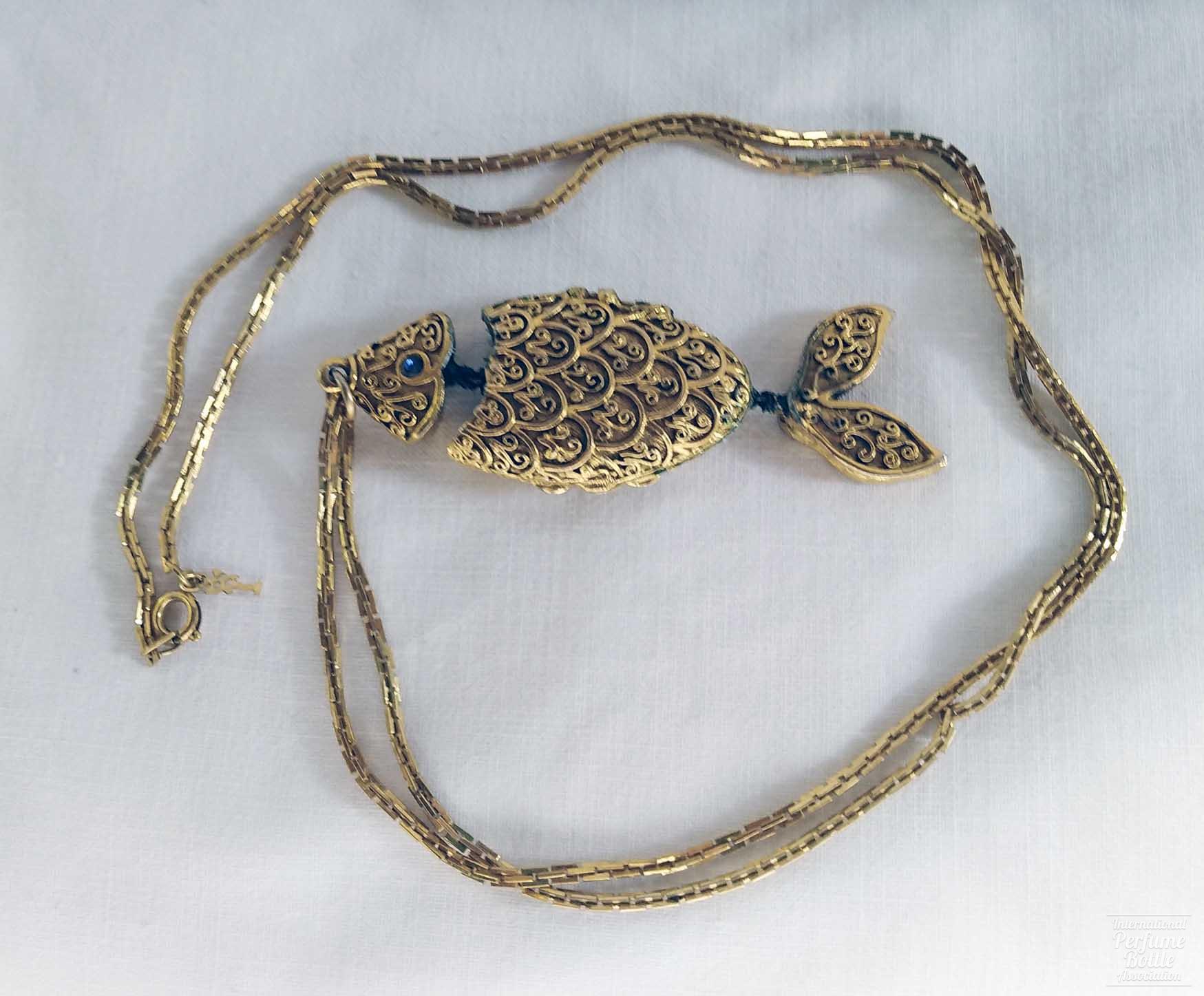 Blasé Golden Fish Perfume Pendant by Max Factor