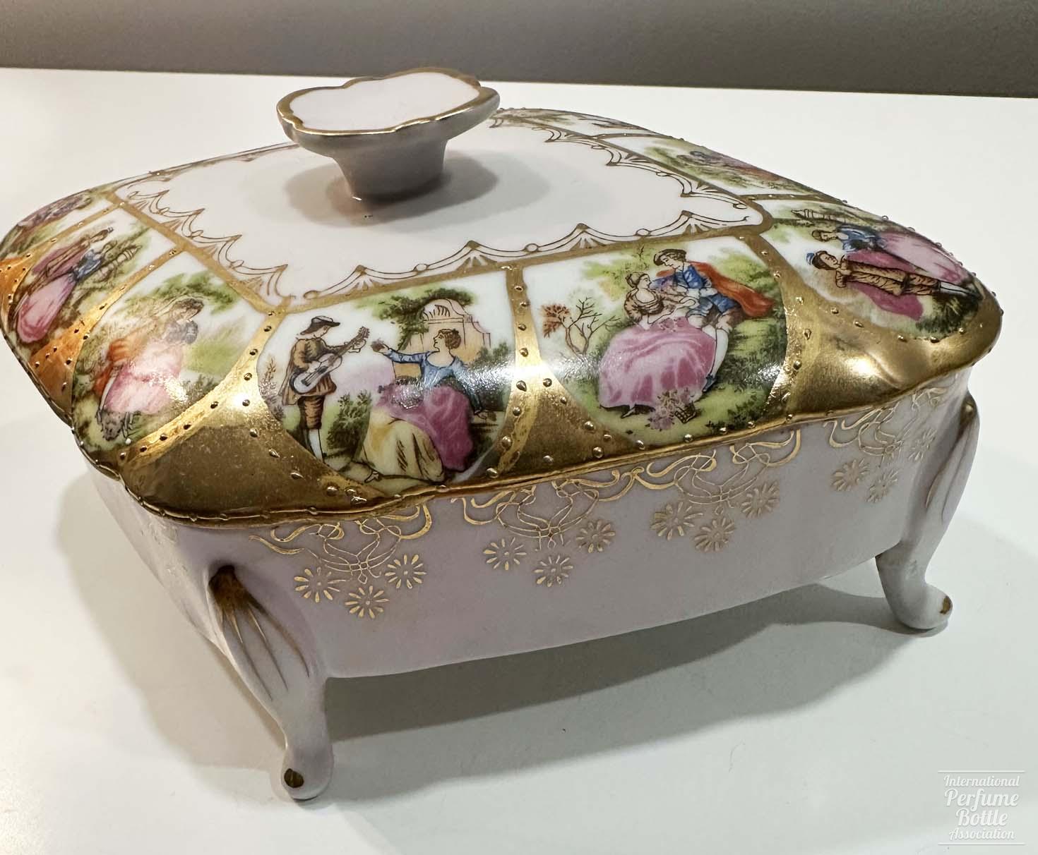 Courting Couples Footed Dresser Jar