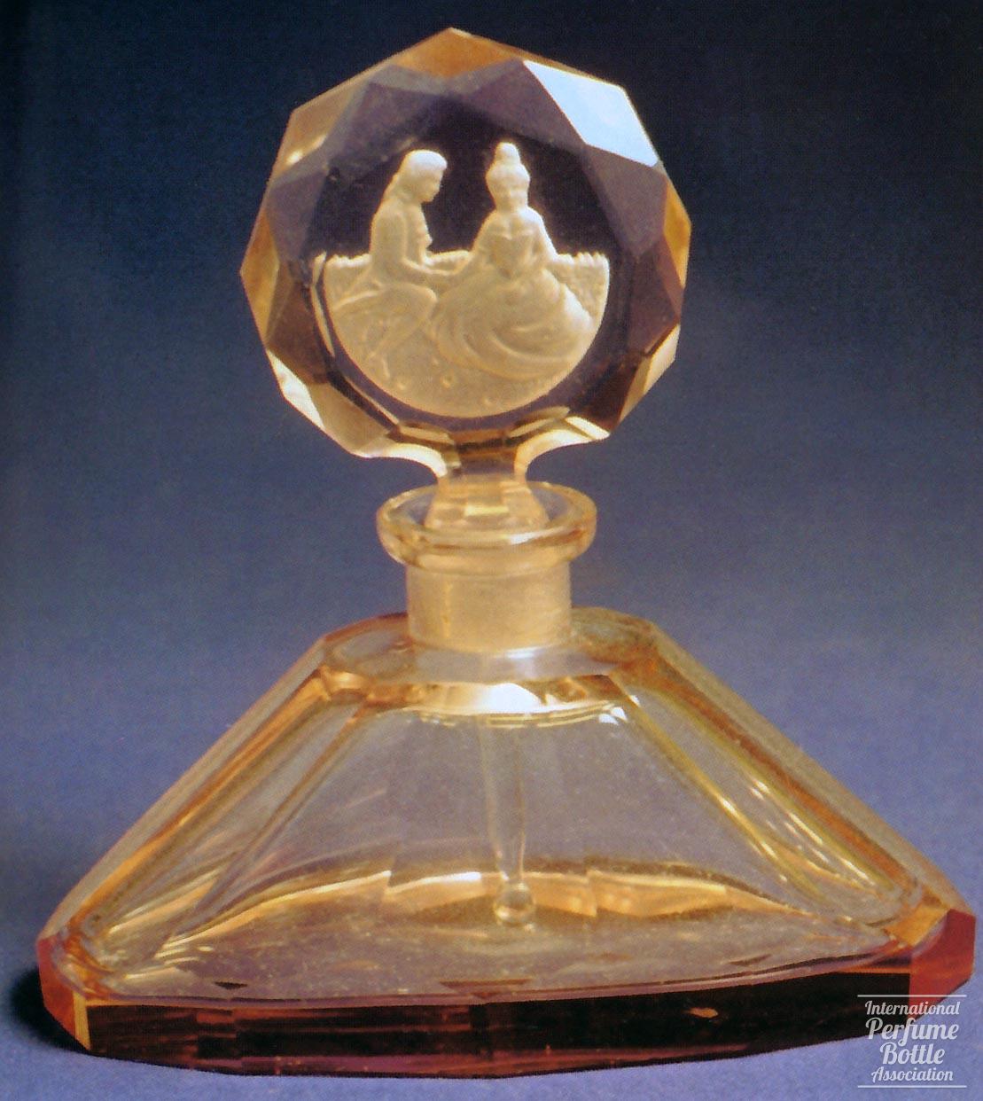 Peach Bottle With Courting Couple on Lawn