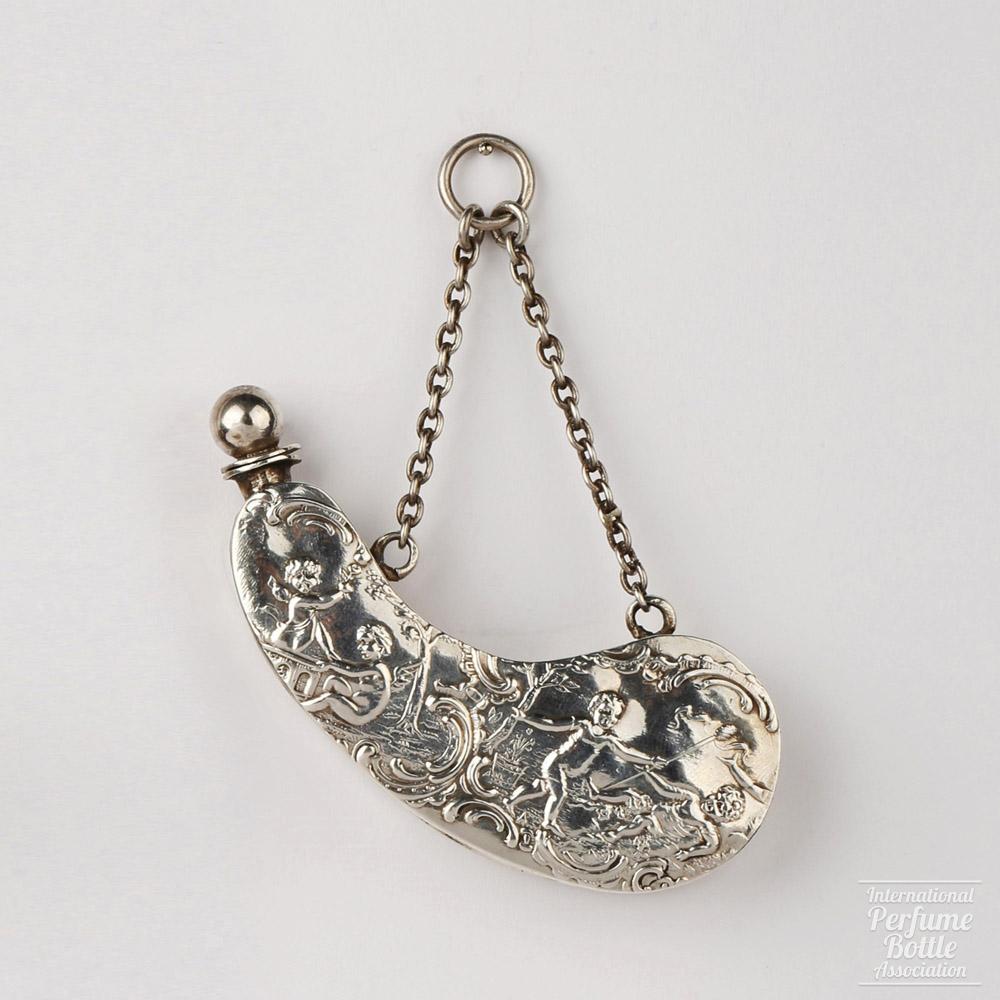 Silver Scent Bottle With Embossed Cherubs