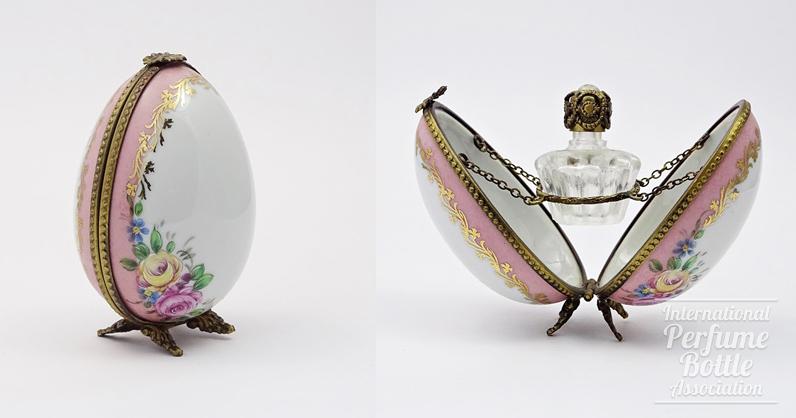 Scent Bottle in Limoges Egg Holder
