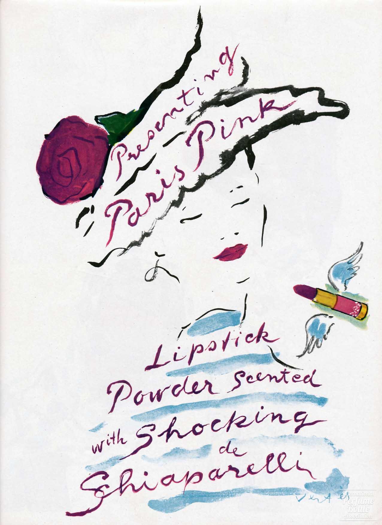 "Paris Pink" Lipstick by Schiaparelli Advertisement - 1946
