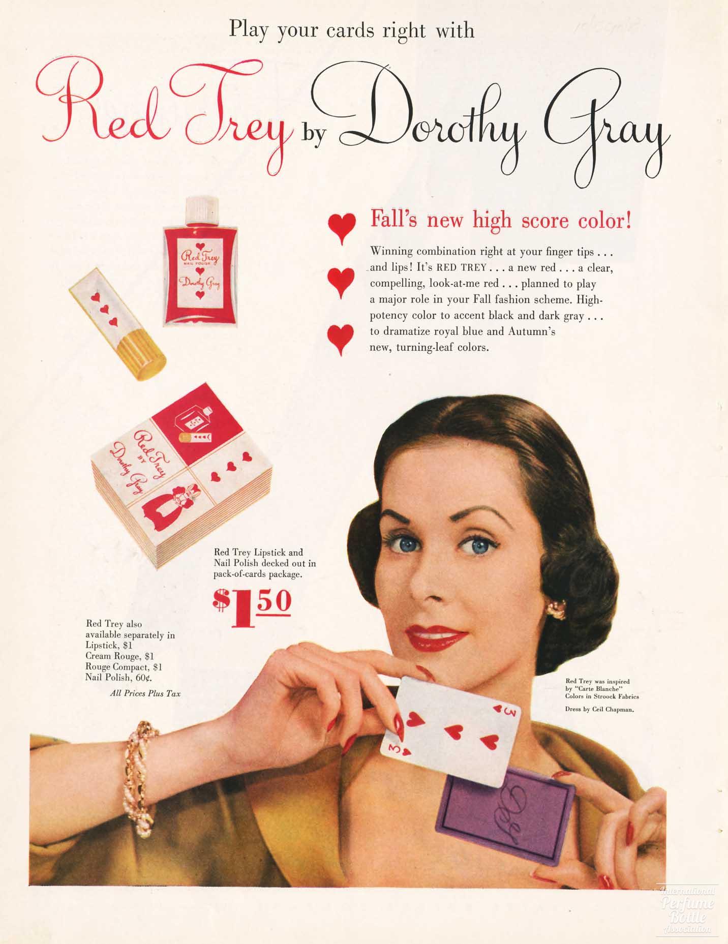 "Red Trey" Lipstick and Nail Polish by Dorothy Gray Advertisement - 1950