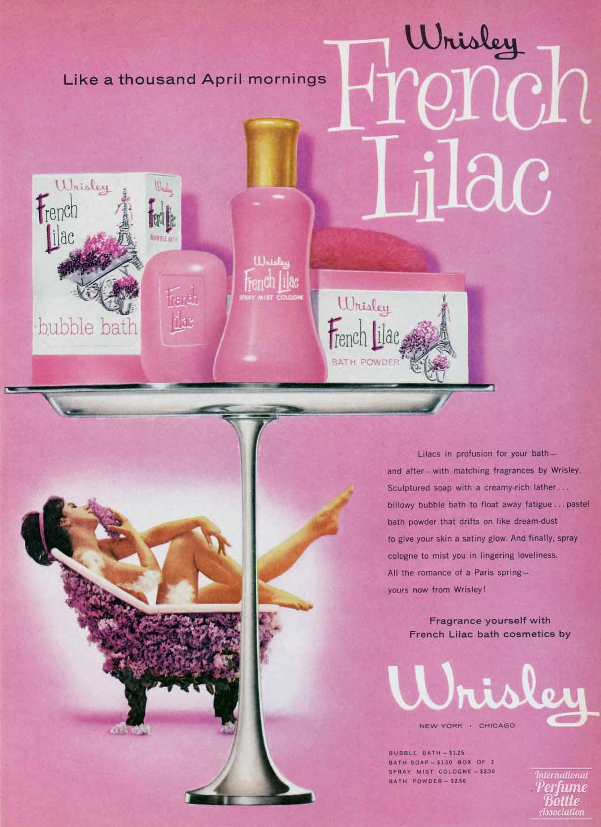 "French Lilac" by Wrisley Advertisement - 1961